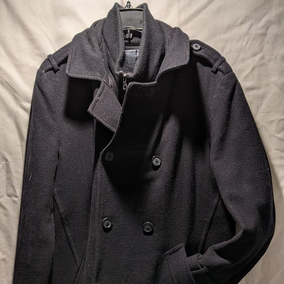 Egara Jackets \u0026 Coats | Men's Black Pea Coat with Removalable Liner | Color: Black | Size: L | Frinkc290's Closet